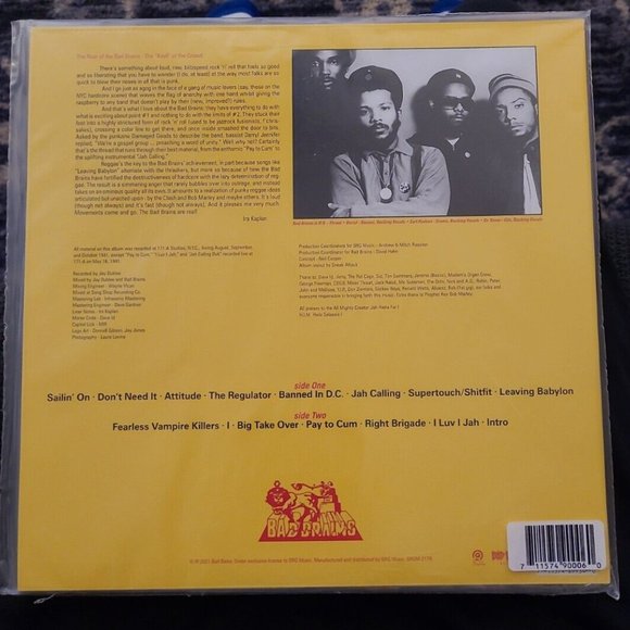 Bad Brains Self-Titled LP ~ Exclusive Colored Vinyl ~ Ltd Ed 1,000 ~ Brand New! - Picture 2 of 2
